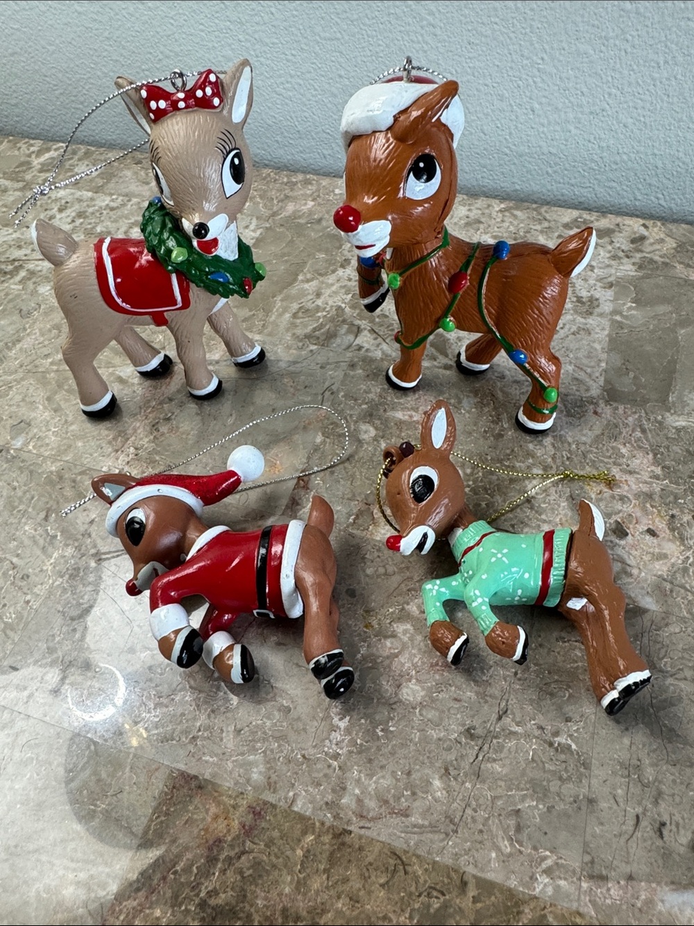 Kurt Adler and Hallmark Set of 4 Festive Reindeer Ornaments